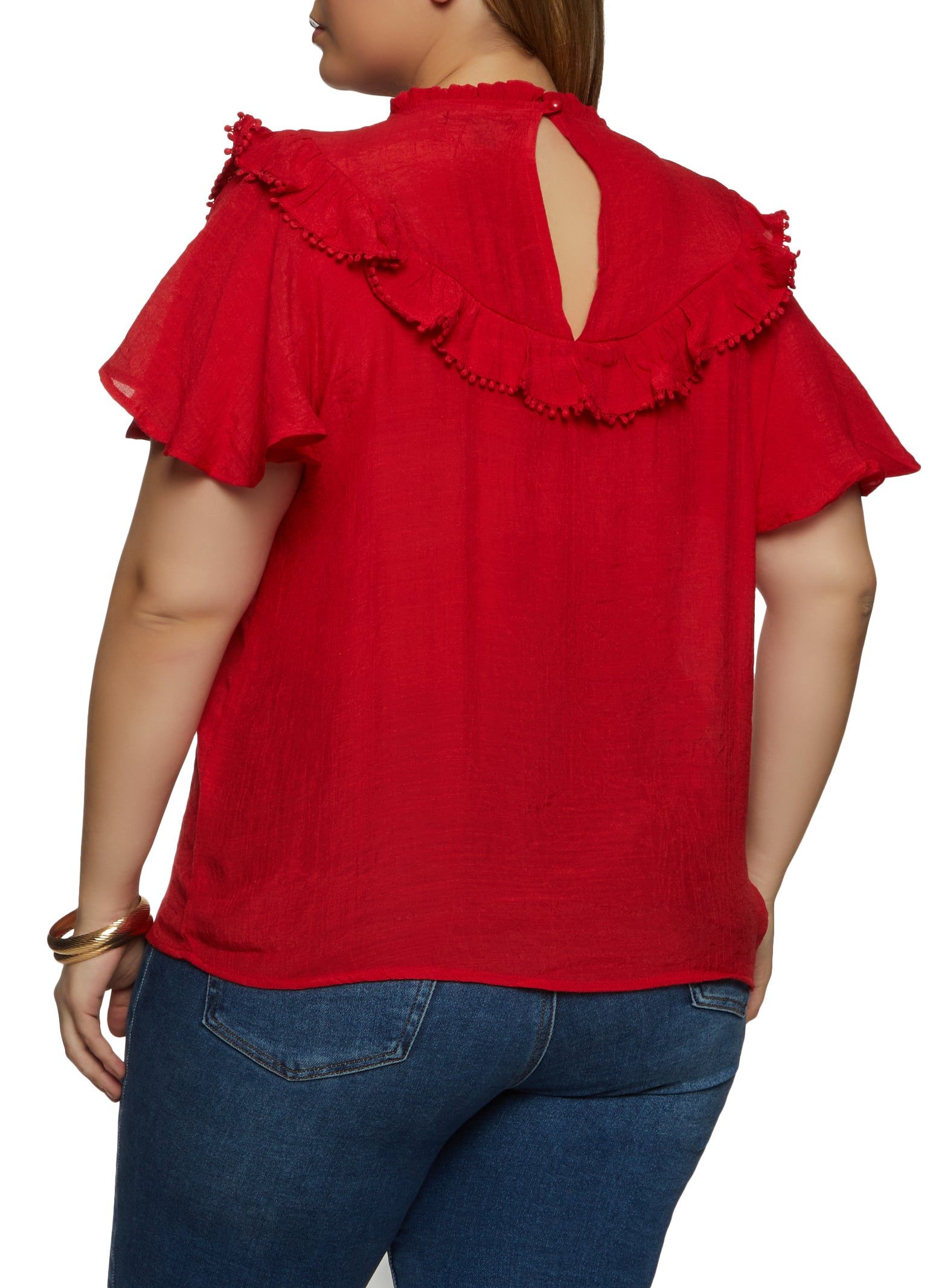 Plus Size High Neck Lace Overlay Blouse sold by Rainbow product image thumbnail 2