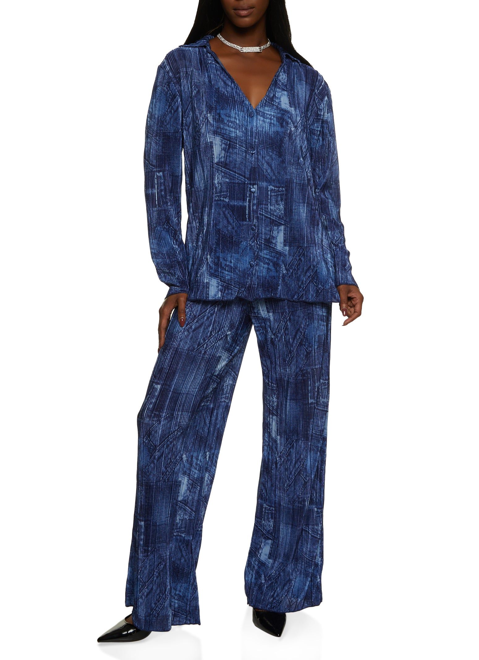 Plisse Printed Button Front Shirt sold by Rainbow product image thumbnail 2