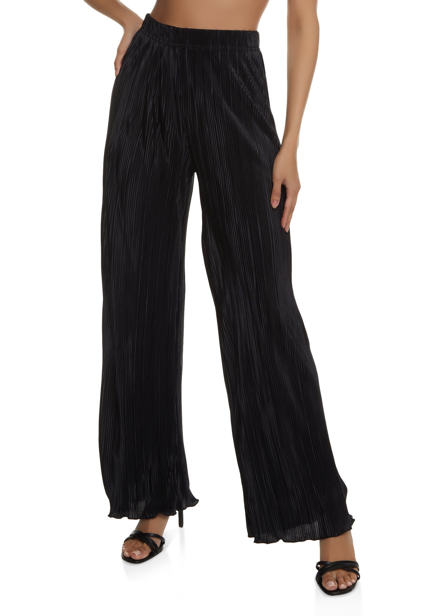 Plisse High Waist Wide Leg Pants sold by Rainbow