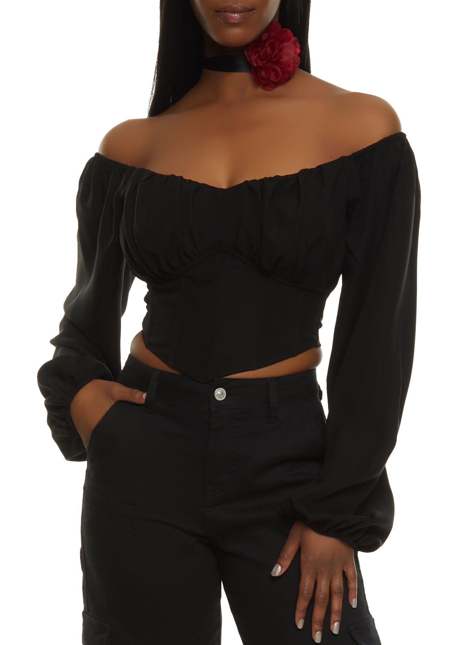Tie Back Off the Shoulder Bustier Top sold by Rainbow