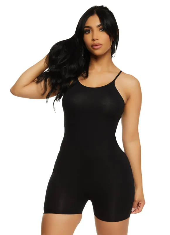 Solid Scoop Neck Cami Romper sold by Rainbow