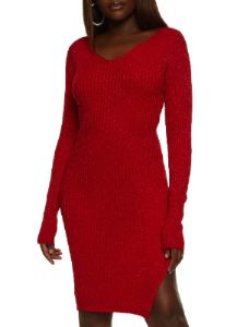 Lurex Ribbed Split Hem Sweater Dress sold by Rainbow