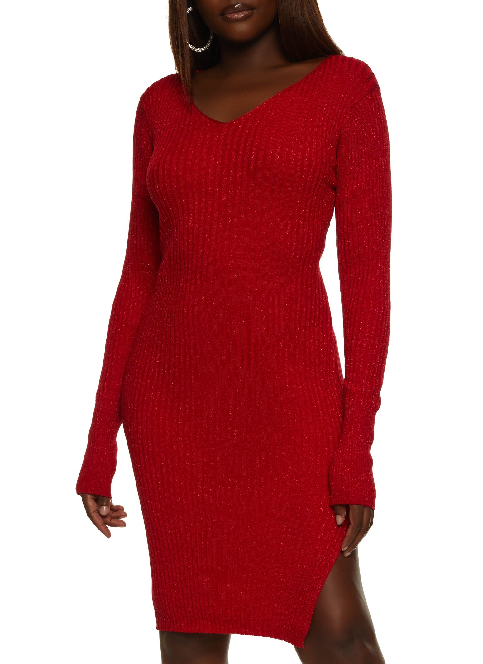 Lurex Ribbed Split Hem Sweater Dress sold by Rainbow