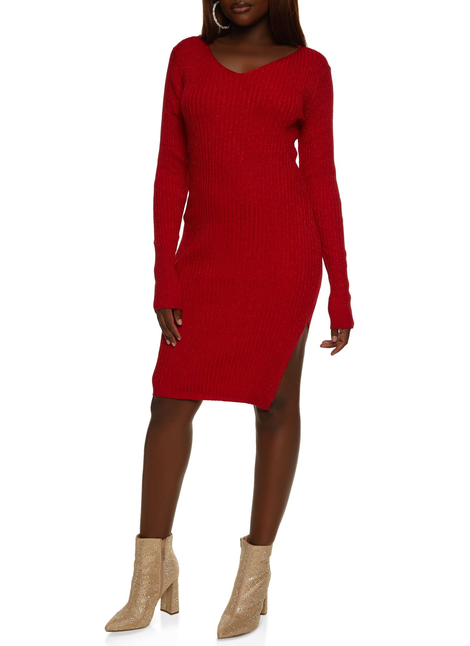 Lurex Ribbed Split Hem Sweater Dress sold by Rainbow product image thumbnail 2