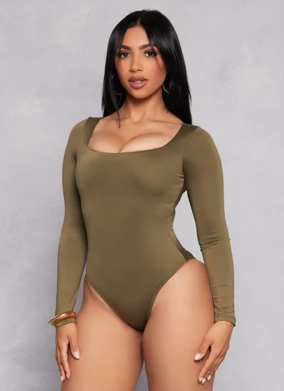 Square Neck Long Sleeve Bodysuit sold by Rainbow