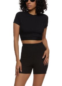 Ribbed Soft Knit Open Back Crop Top sold by Rainbow