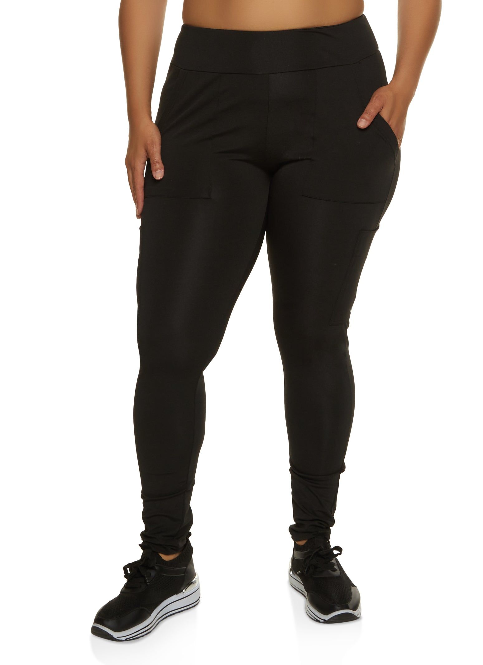 Plus Size Pocket Detail High Waist Leggings sold by Rainbow