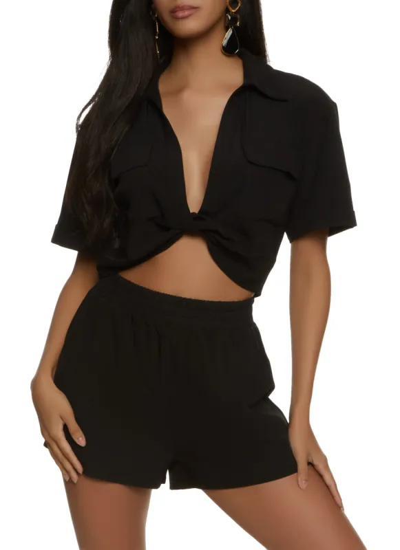 Twist Front Flap Pocket Shirt sold by Rainbow