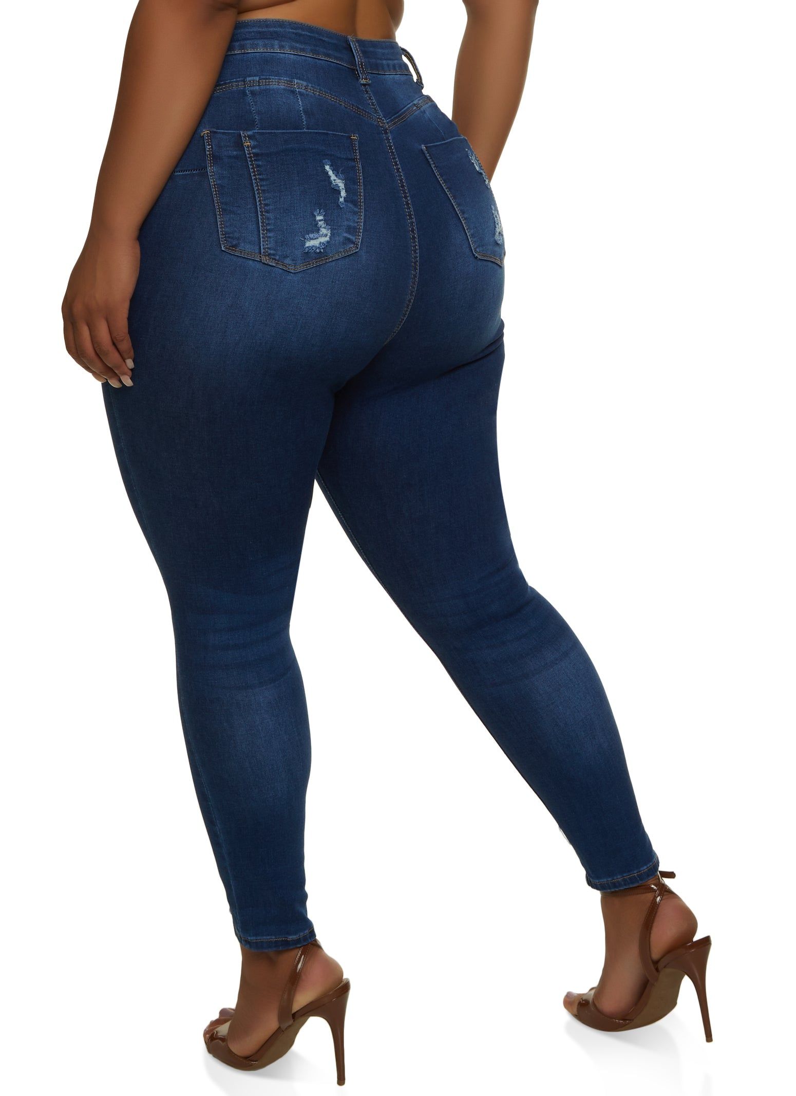 Plus Size WAX High Rise Distressed Push Up Skinny Jeans sold by Rainbow product image thumbnail 2