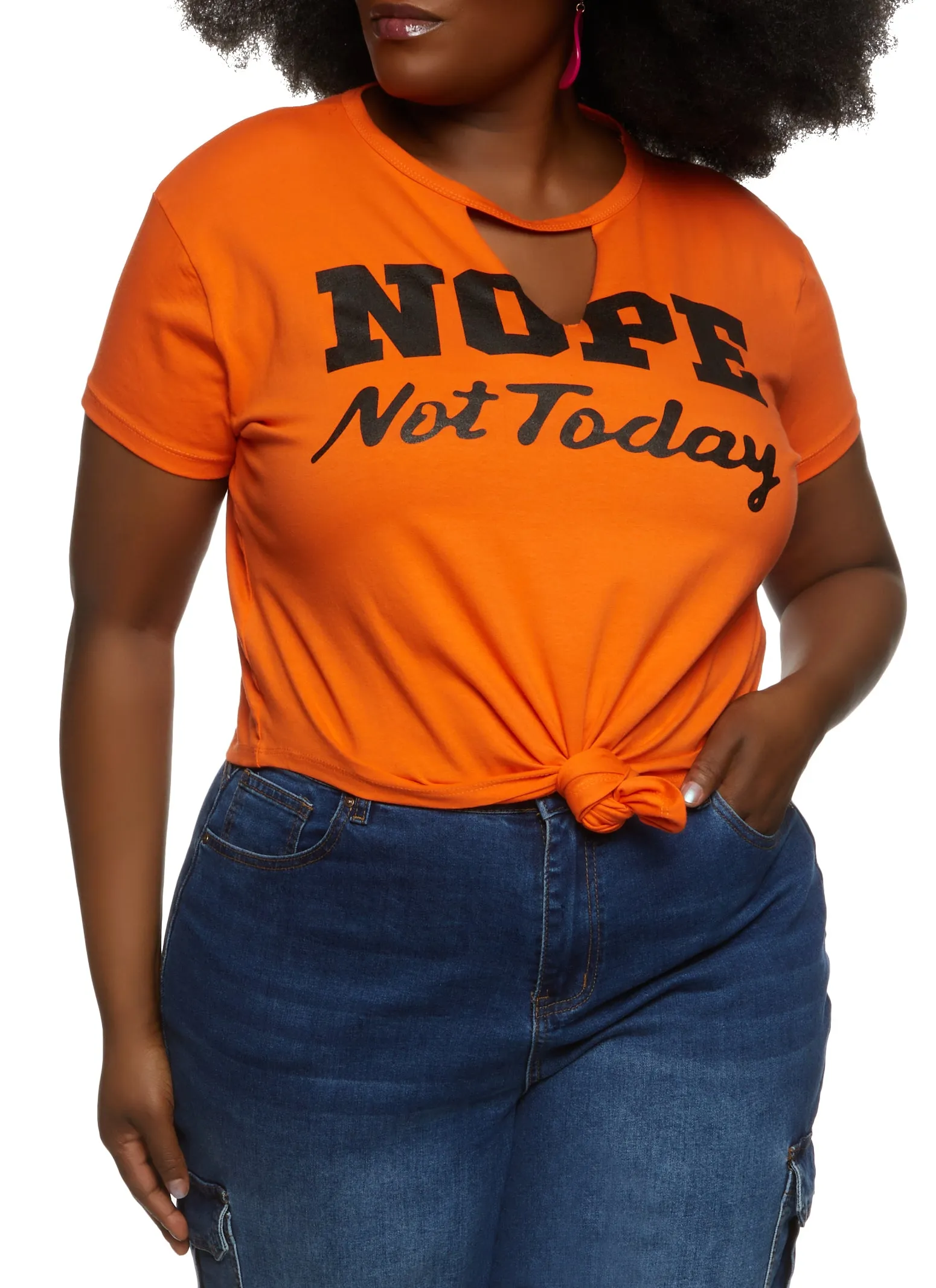 Plus Size Nope Not Today Hanky Hem Graphic Tee sold by Rainbow