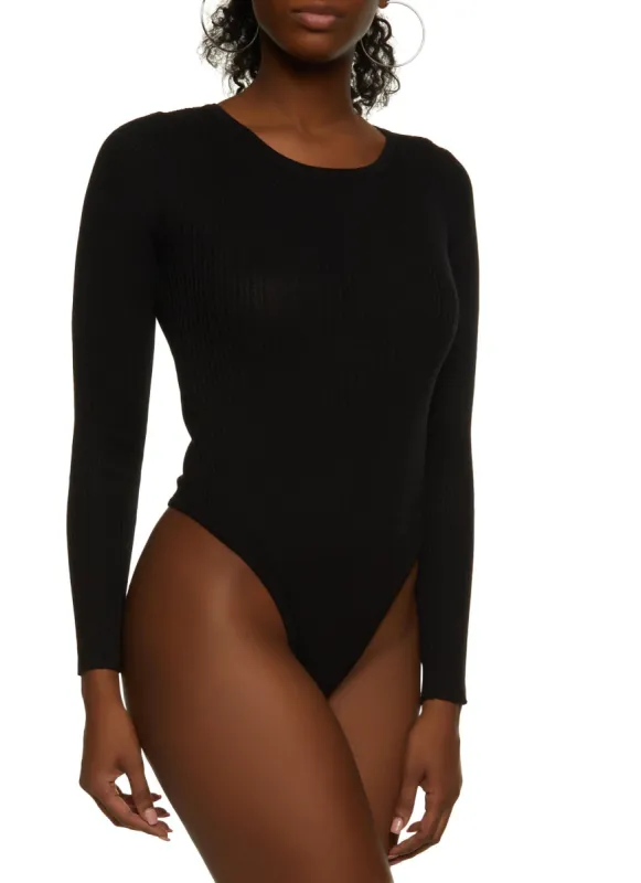 Ribbed Crew Neck Long Sleeve Bodysuit sold by Rainbow