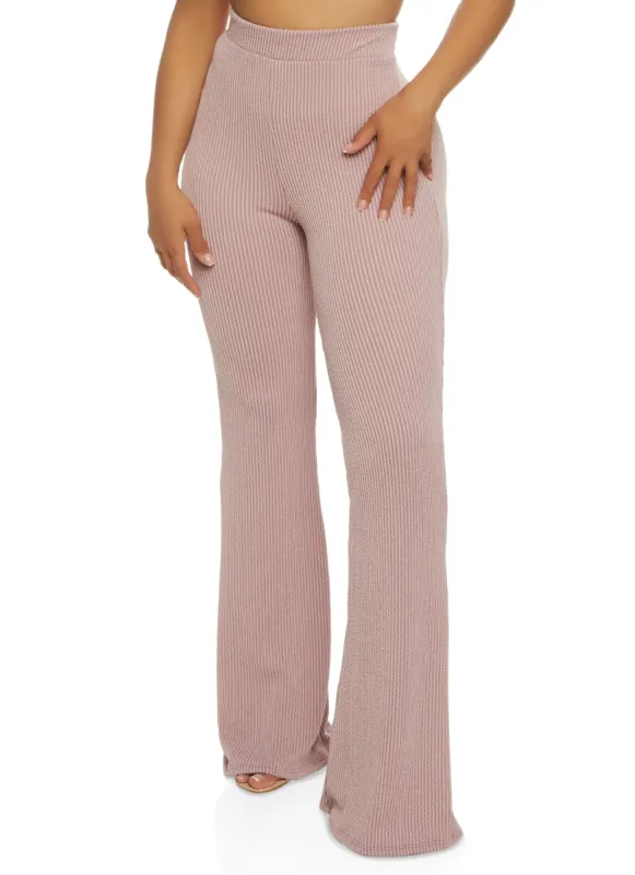 Ribbed High Waisted Flare Pants sold by Rainbow