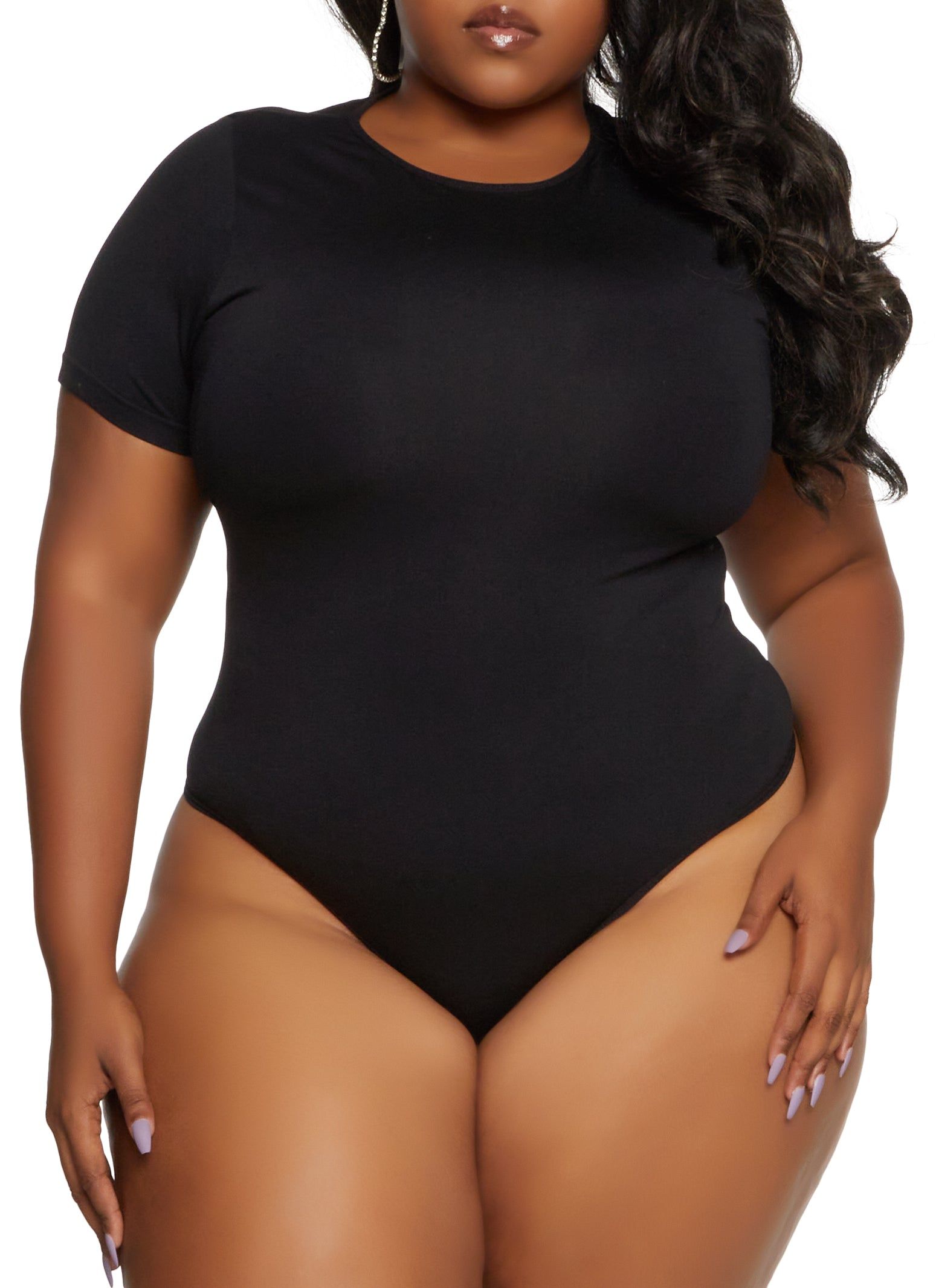 Plus Size Seamless Crew Neck Bodysuit sold by Rainbow