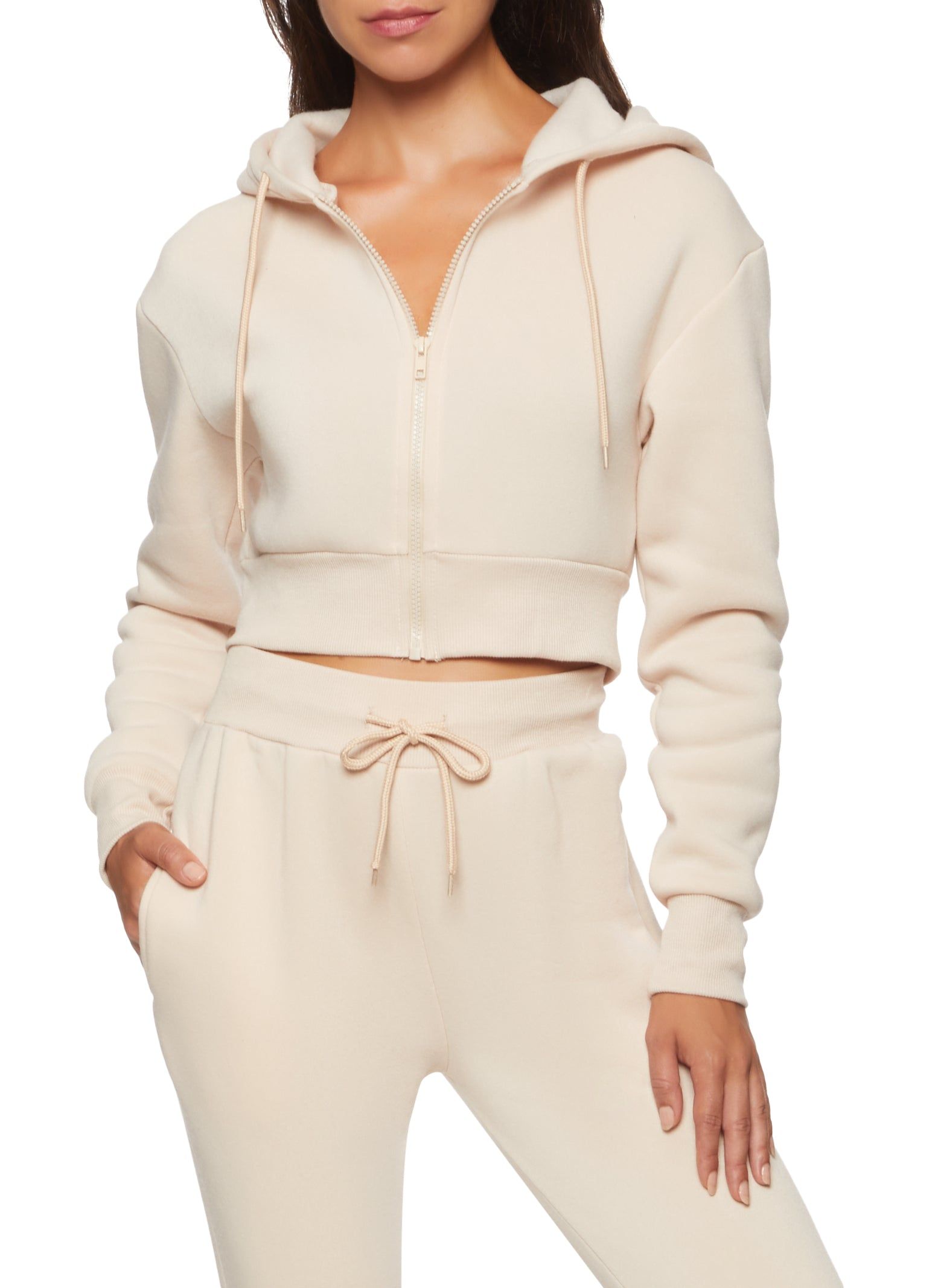 Zip Up Cropped Hoodie sold by Rainbow