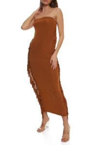 Fringe Side Maxi Tube Dress sold by Rainbow