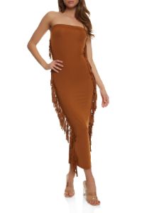 Fringe Side Maxi Tube Dress sold by Rainbow
