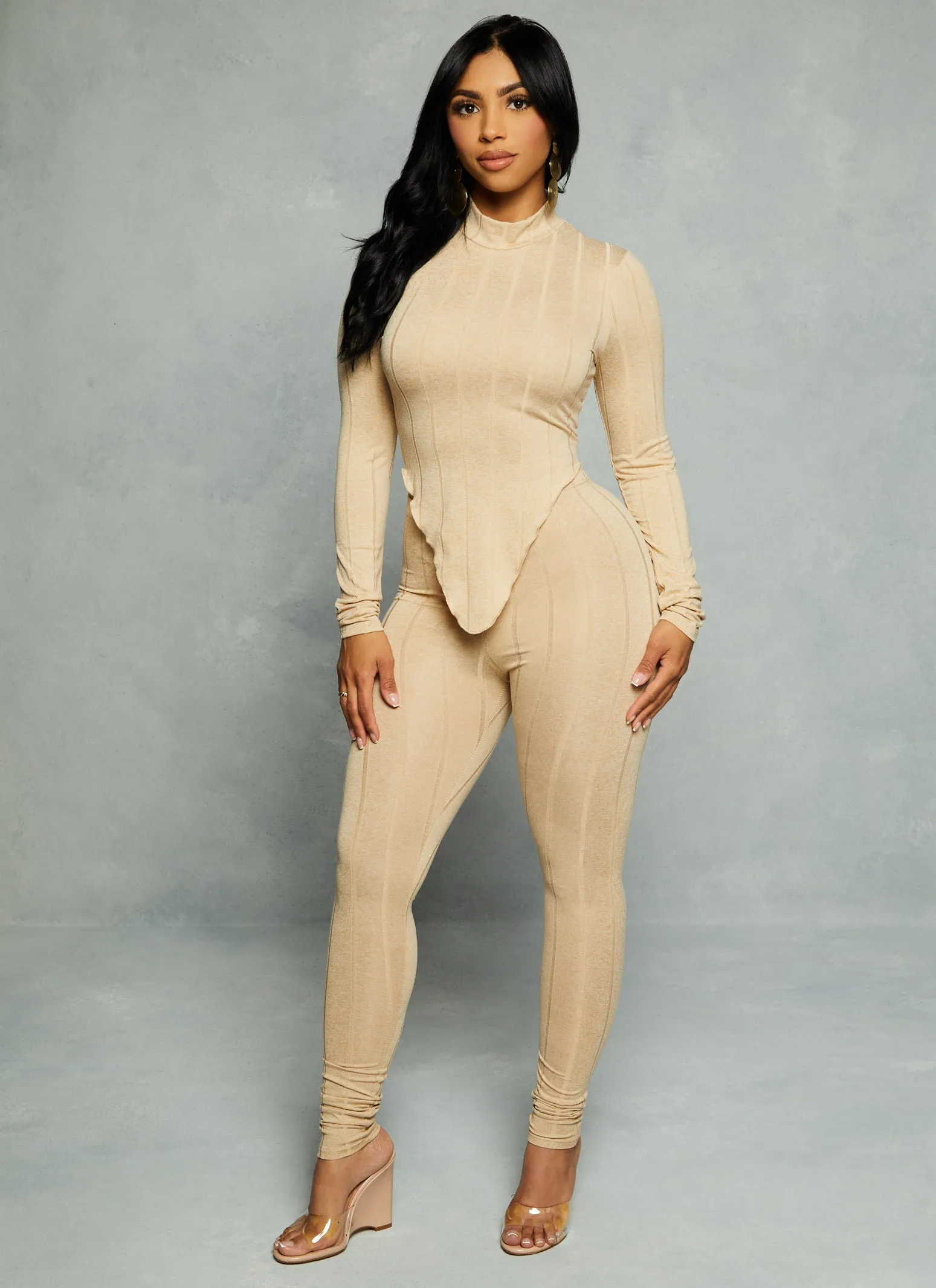 Rib Knit Hanky Hem Long Sleeve Top sold by Rainbow product image thumbnail 2