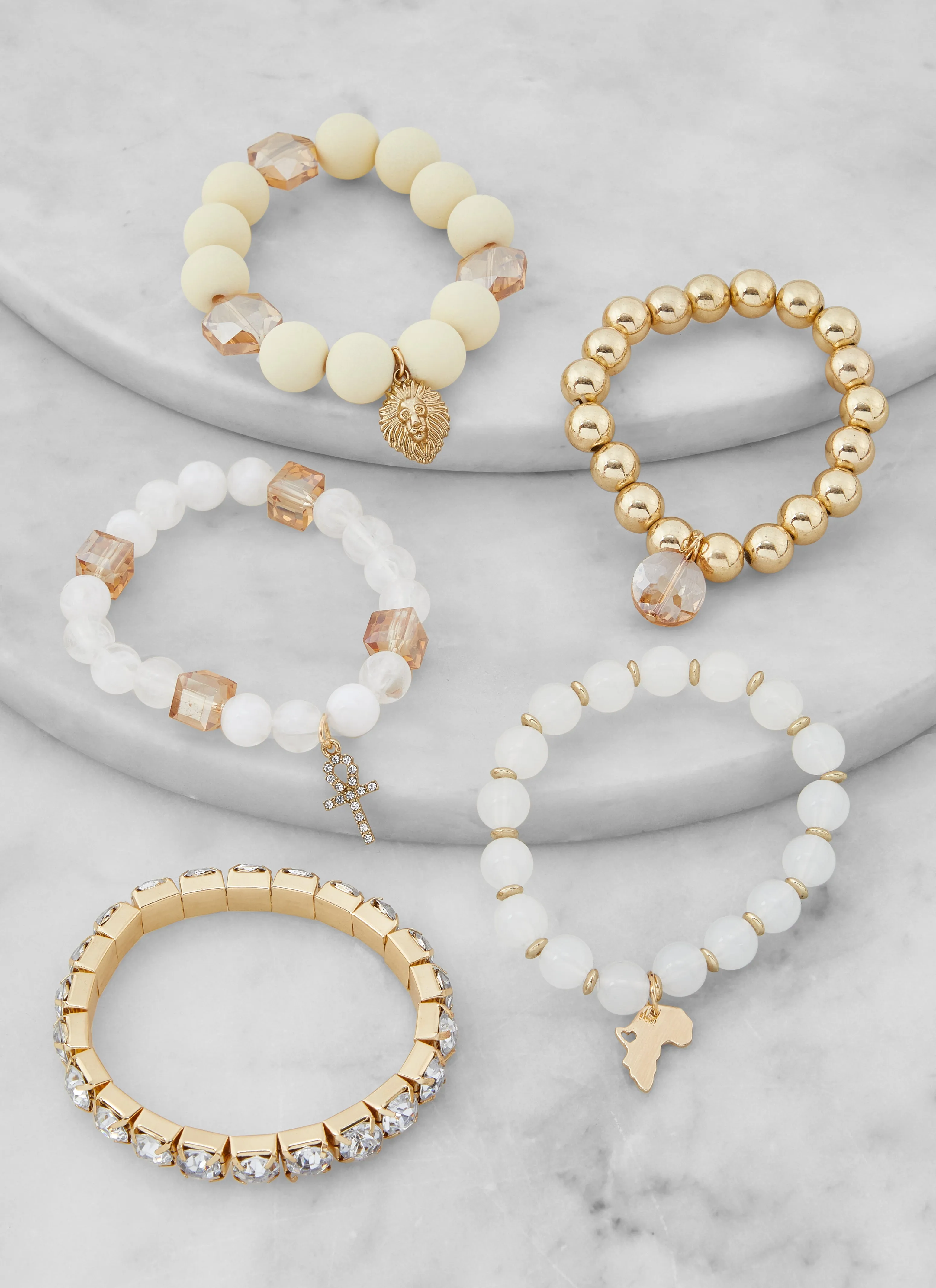 Set of 5 Charm Stretch Beaded Bracelets sold by Rainbow product image thumbnail 2