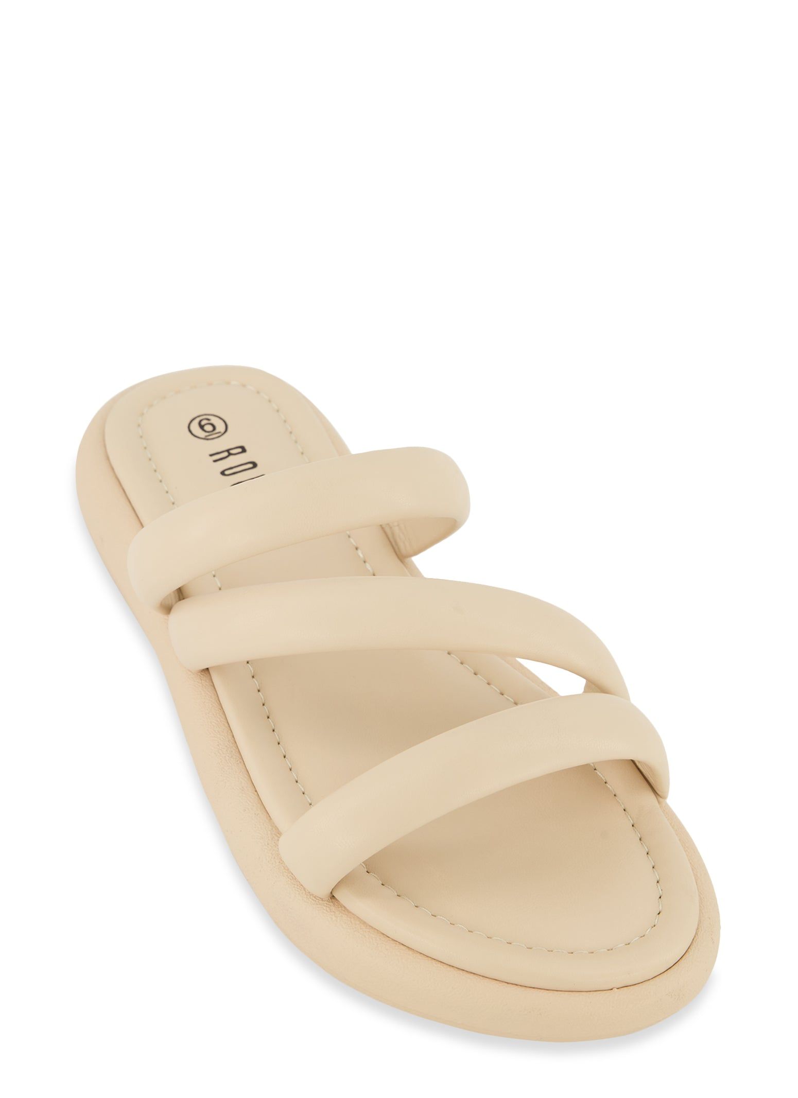 Asymmetrical Band Slide Sandals sold by Rainbow