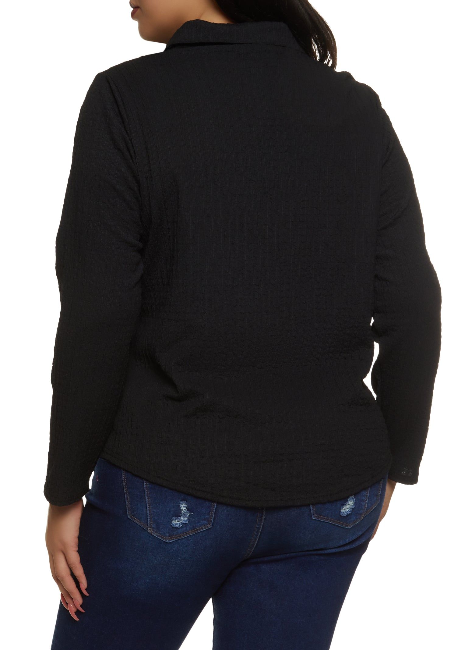 Plus Size Crepe Knit Button Front Shirt sold by Rainbow product image thumbnail 2