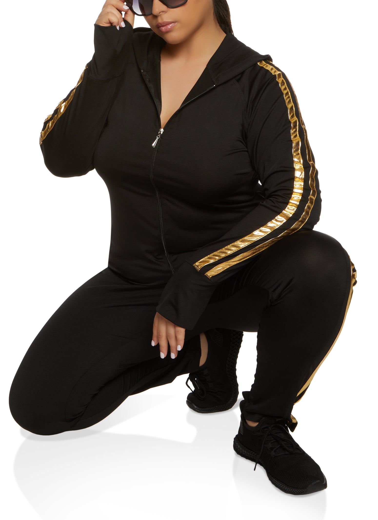 Plus Size Foiled Varsity Stripe Hoodie sold by Rainbow product image thumbnail 2