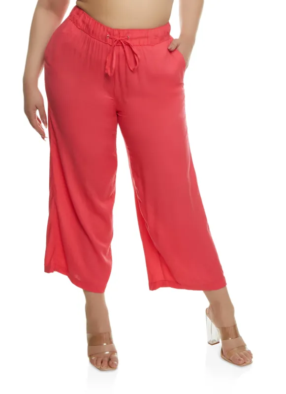 Plus Size Drawstring Palazzo Pants sold by Rainbow