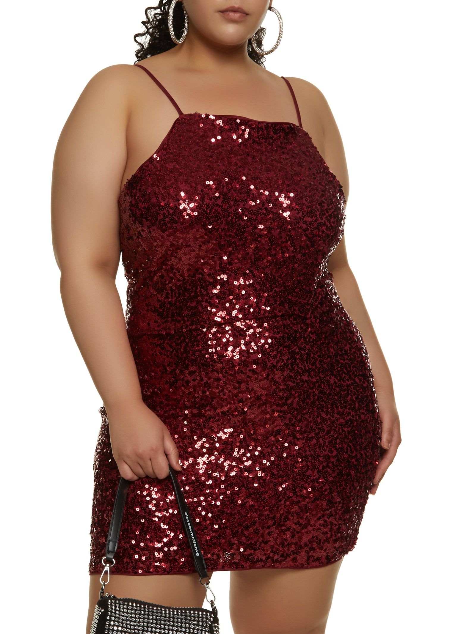 Plus Size Sequin Square Neck Mini Dress sold by Rainbow