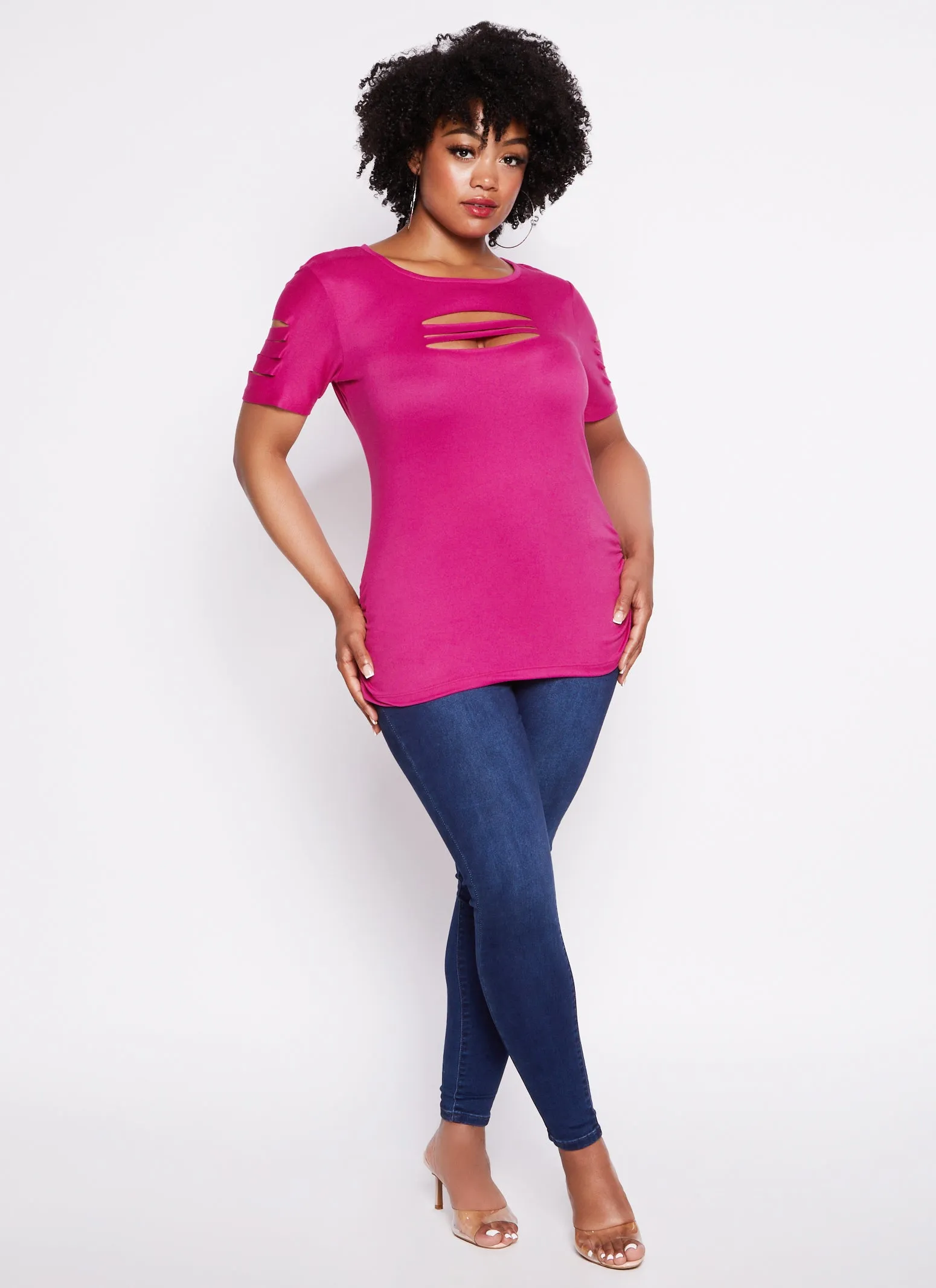 Plus Size Laser Cut Ruched T Shirt sold by Rainbow product image thumbnail 2