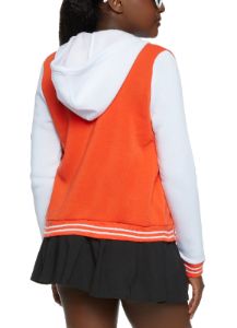 Fleece Graphic Patch Baseball Hooded Jacket sold by Rainbow