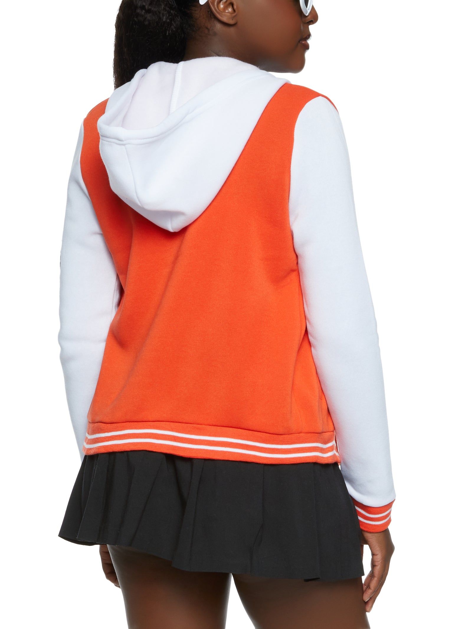 Fleece Graphic Patch Baseball Hooded Jacket sold by Rainbow product image thumbnail 2