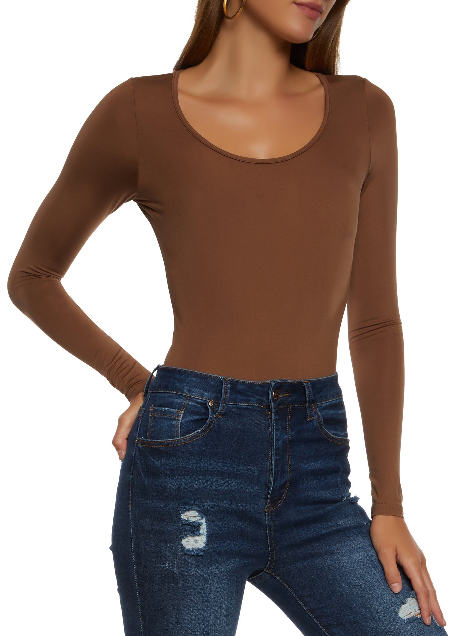 Solid Scoop Neck Bodysuit sold by Rainbow product image thumbnail 2