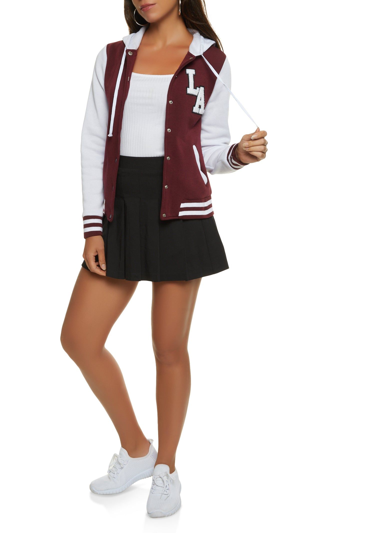Hooded Color Block Letterman Jacket sold by Rainbow product image thumbnail 2