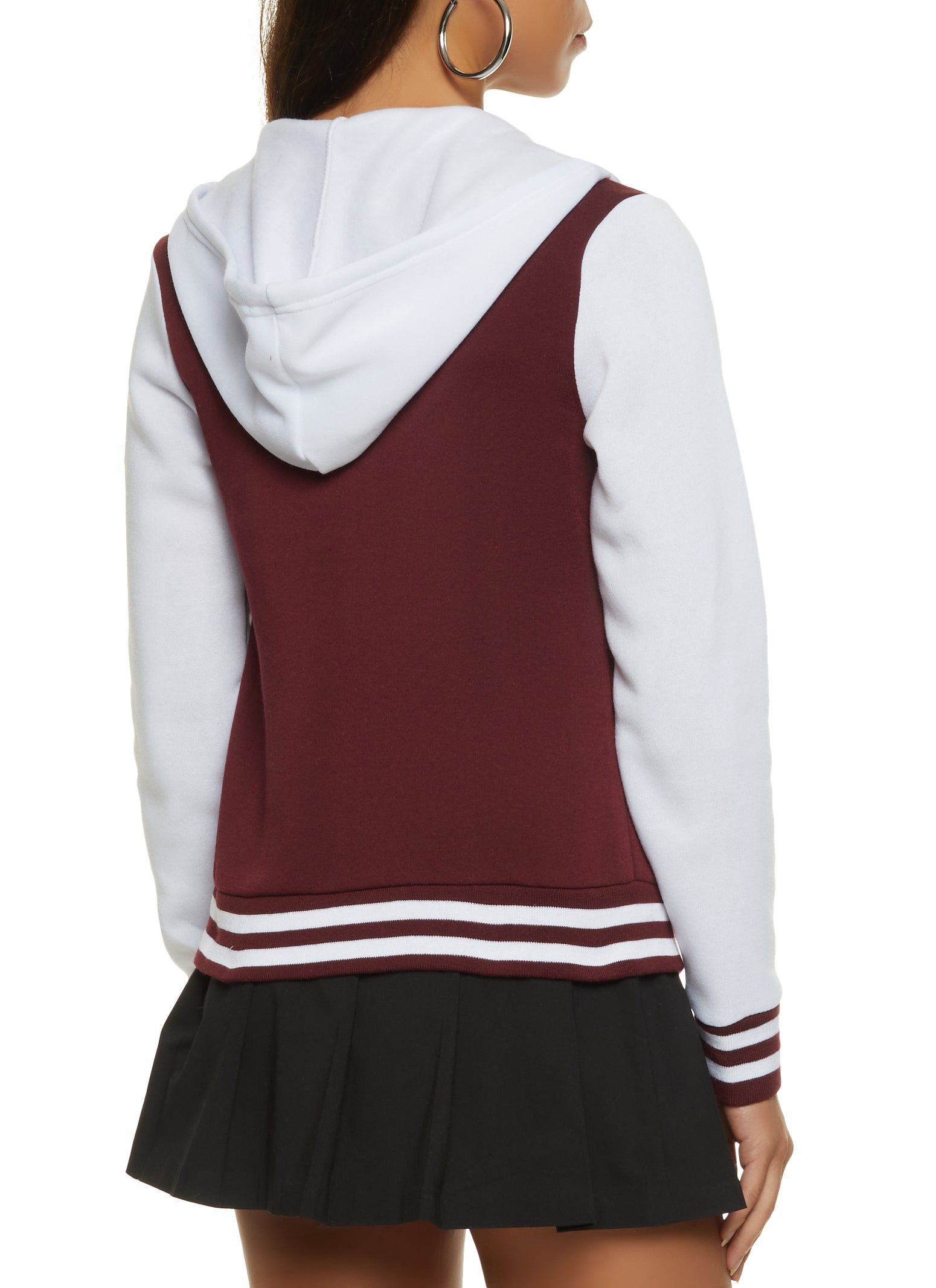 Hooded Color Block Letterman Jacket sold by Rainbow product image thumbnail 3