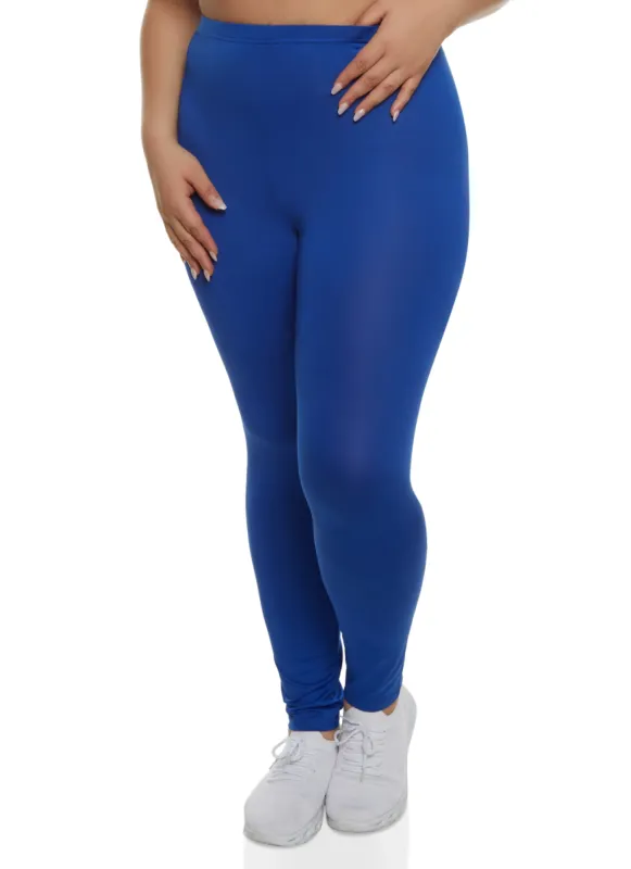 Plus Size Solid High Waisted Leggings sold by Rainbow