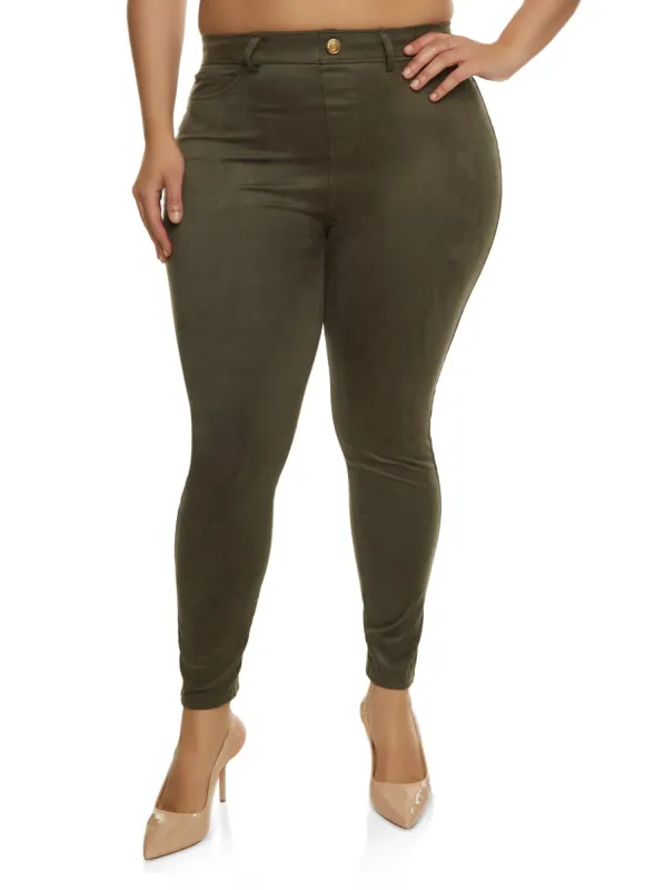 Plus Size Faux Suede High Waisted Pants sold by Rainbow