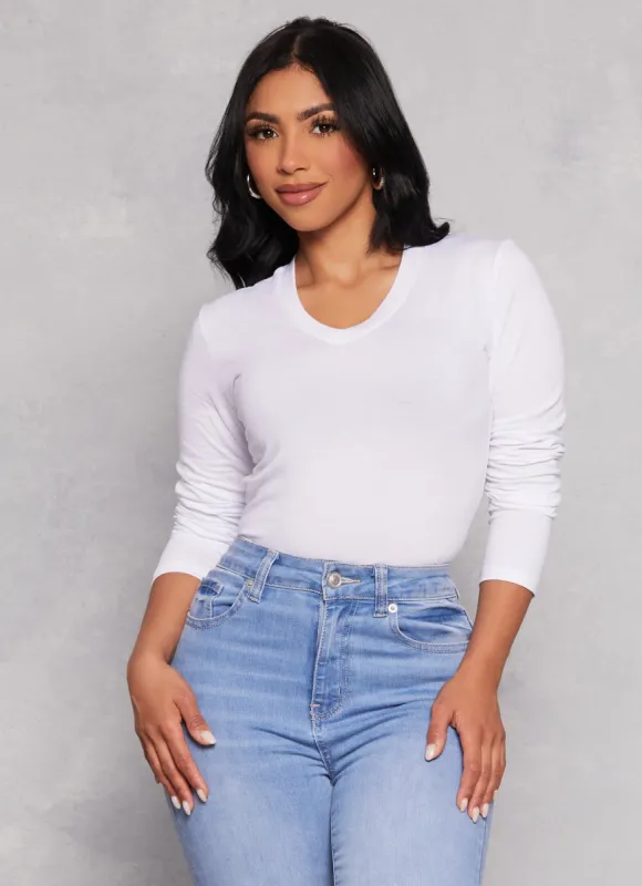 Basic V Neck Long Sleeve Tee sold by Rainbow