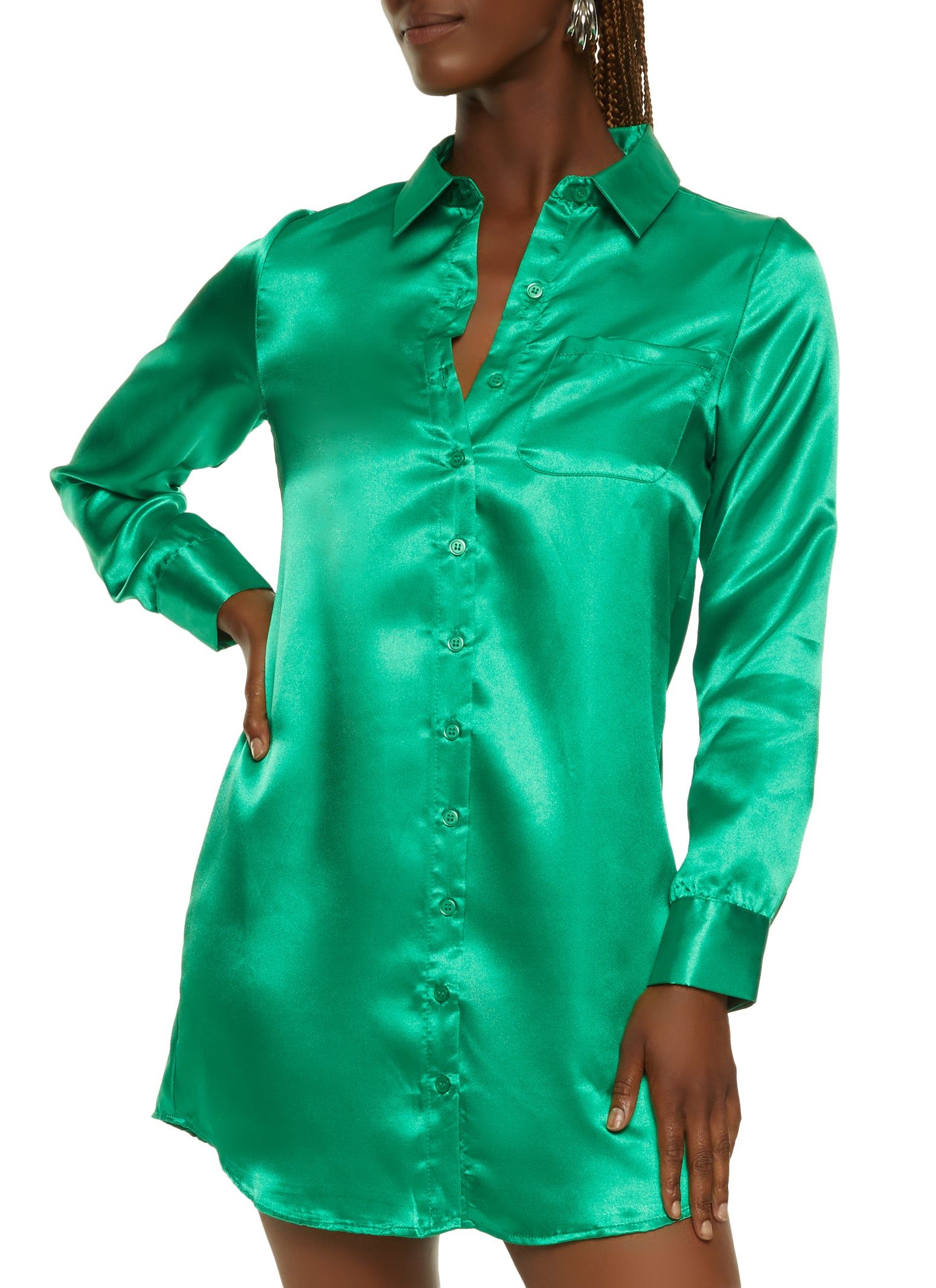 Satin Mini Shirt Dress sold by Rainbow