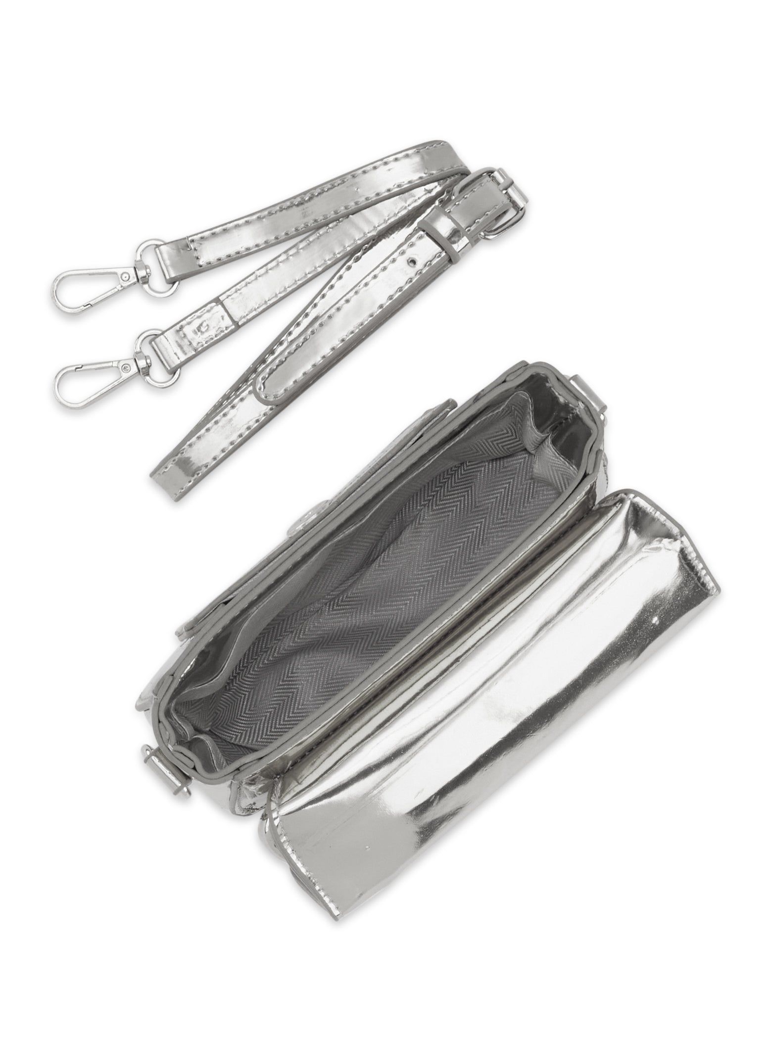Metallic Faux Leather Convertible Crossbody Bag sold by Rainbow product image thumbnail 5