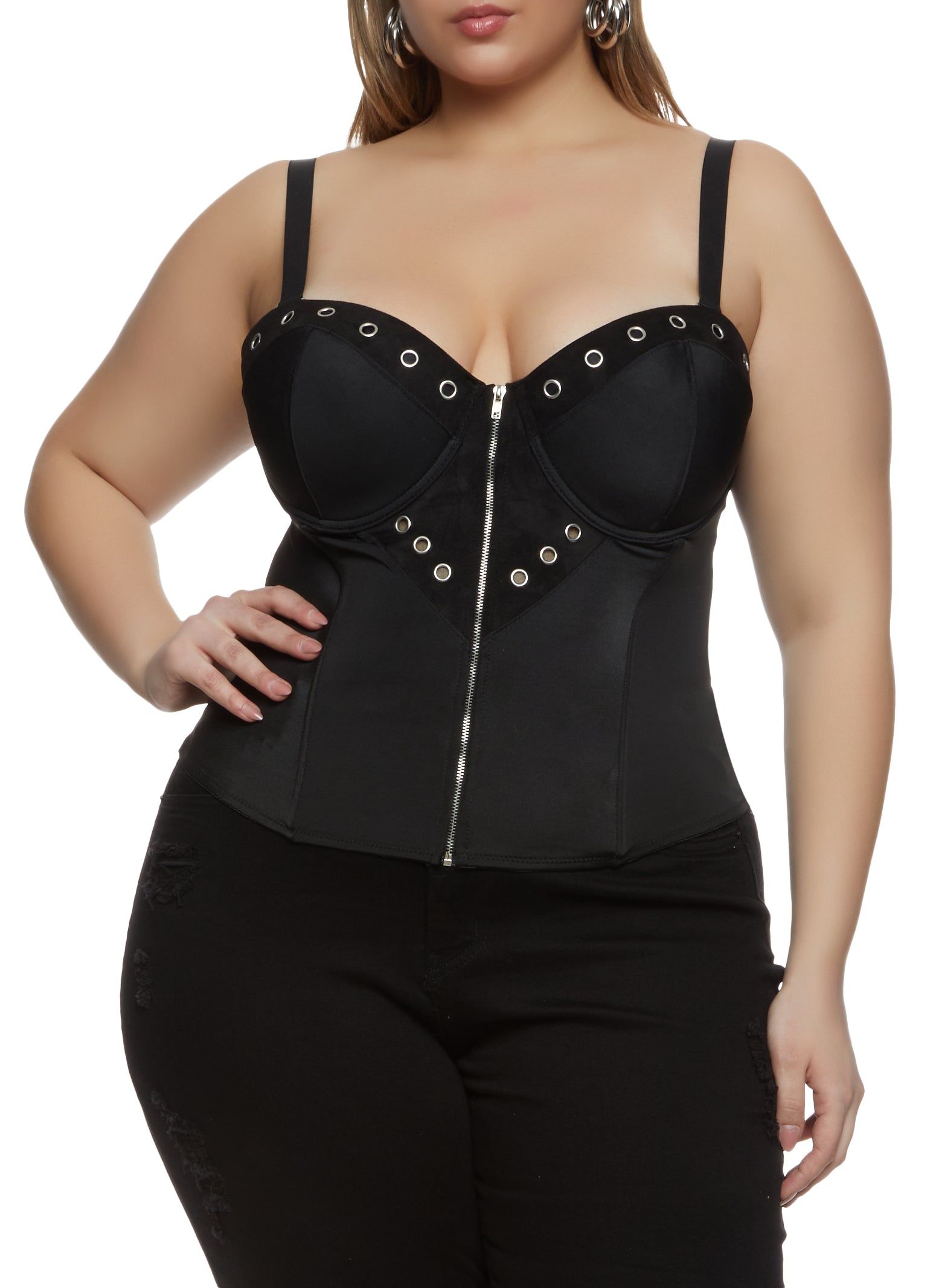 Plus Size Grommet Trim Bustier Top sold by Rainbow
