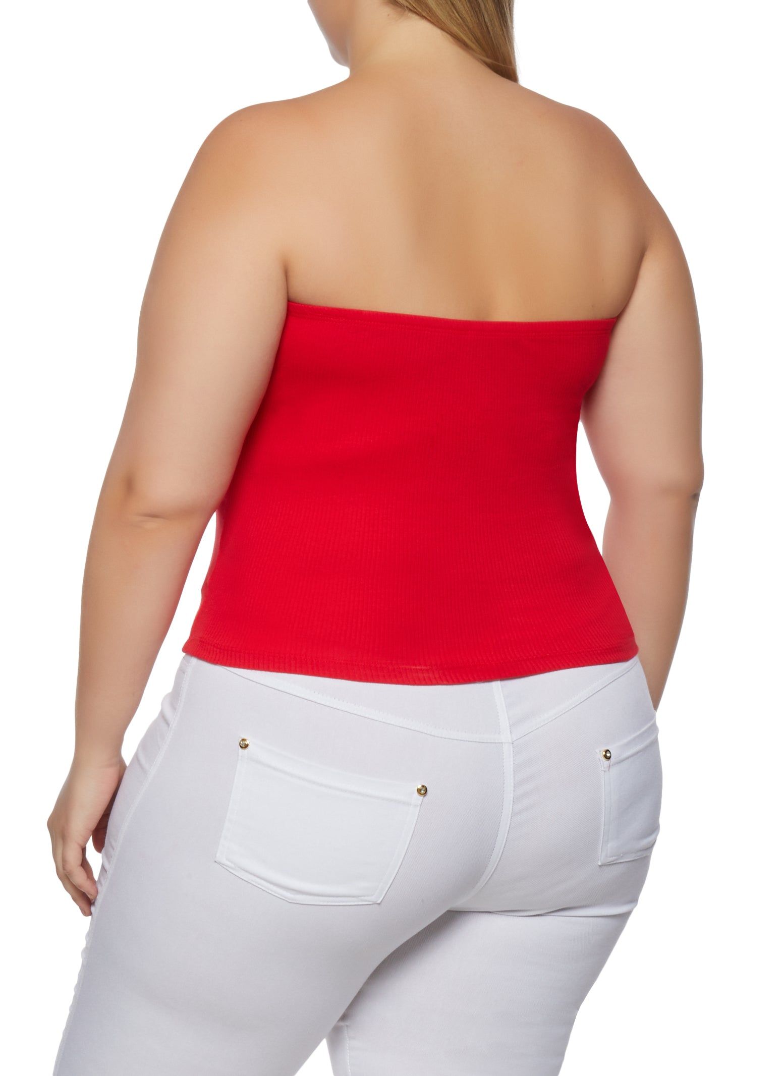 Plus Size Button Detail Ribbed Tube Top sold by Rainbow product image thumbnail 3