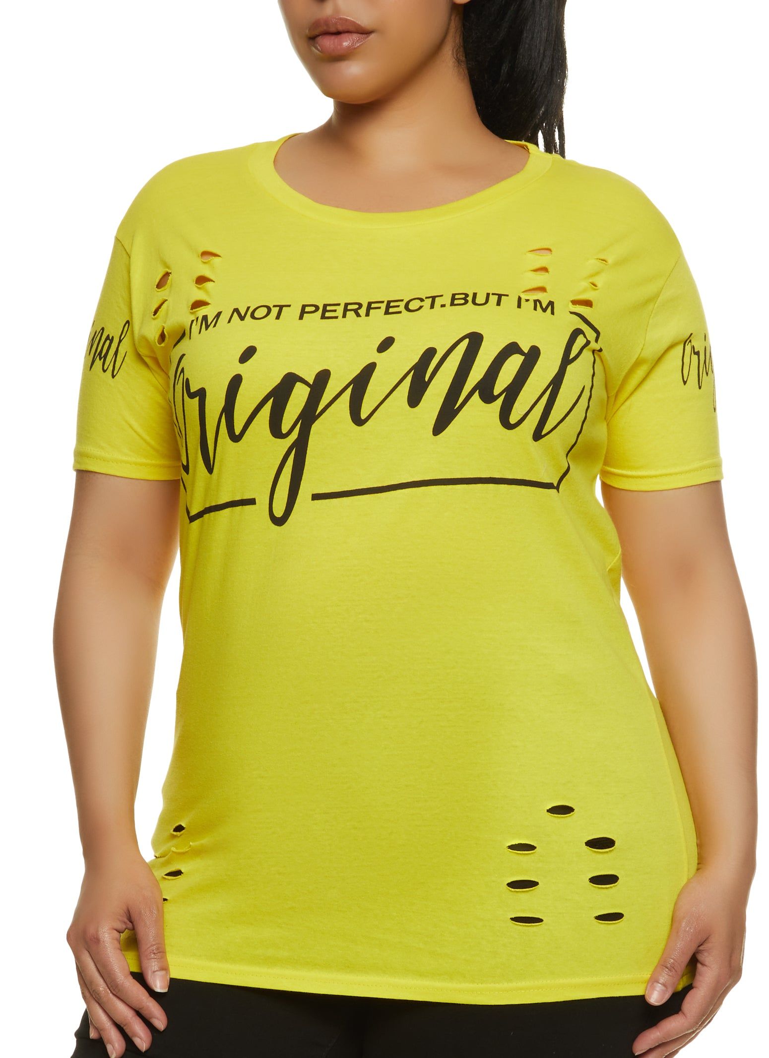 Plus Size Im Not Perfect But Im Original Laser Cut Tee sold by Rainbow