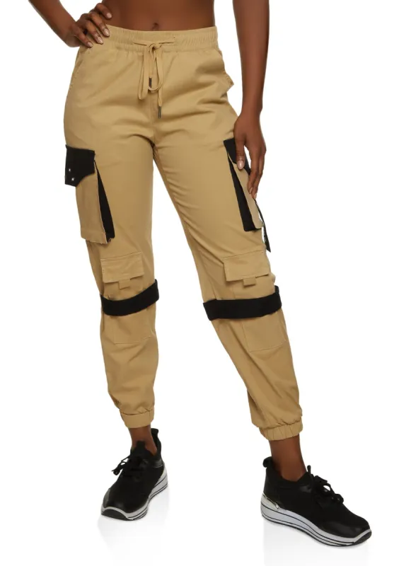High Waist Drawstring Cargo Joggers sold by Rainbow