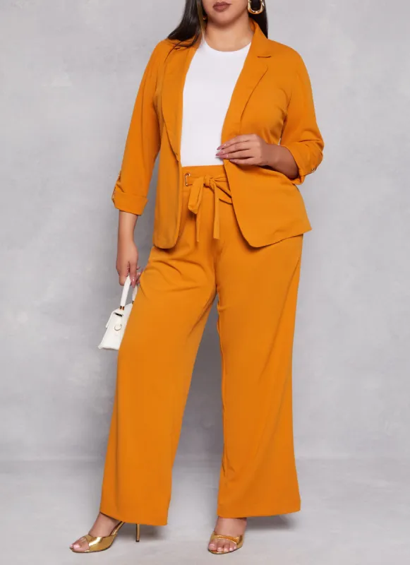 Plus Size Crepe Knit Tie Front Dress Pants sold by Rainbow