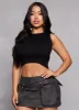 Ribbed Knit Crew Neck Cropped Tank Top sold by Rainbow