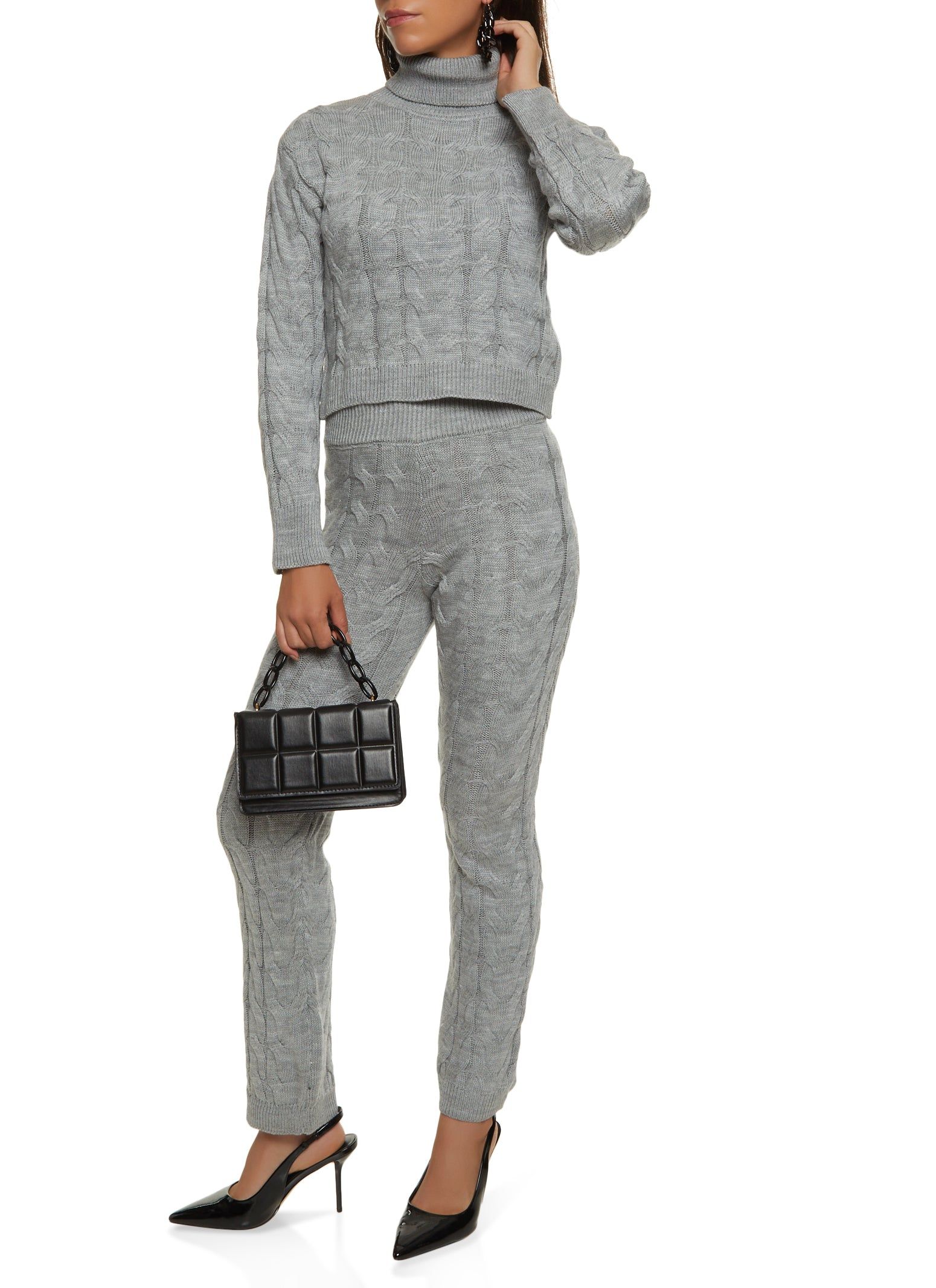 Cable Knit Turtleneck Cropped Sweater sold by Rainbow product image thumbnail 2