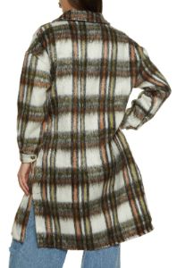 Plaid Brushed Knit Long Shacket sold by Rainbow