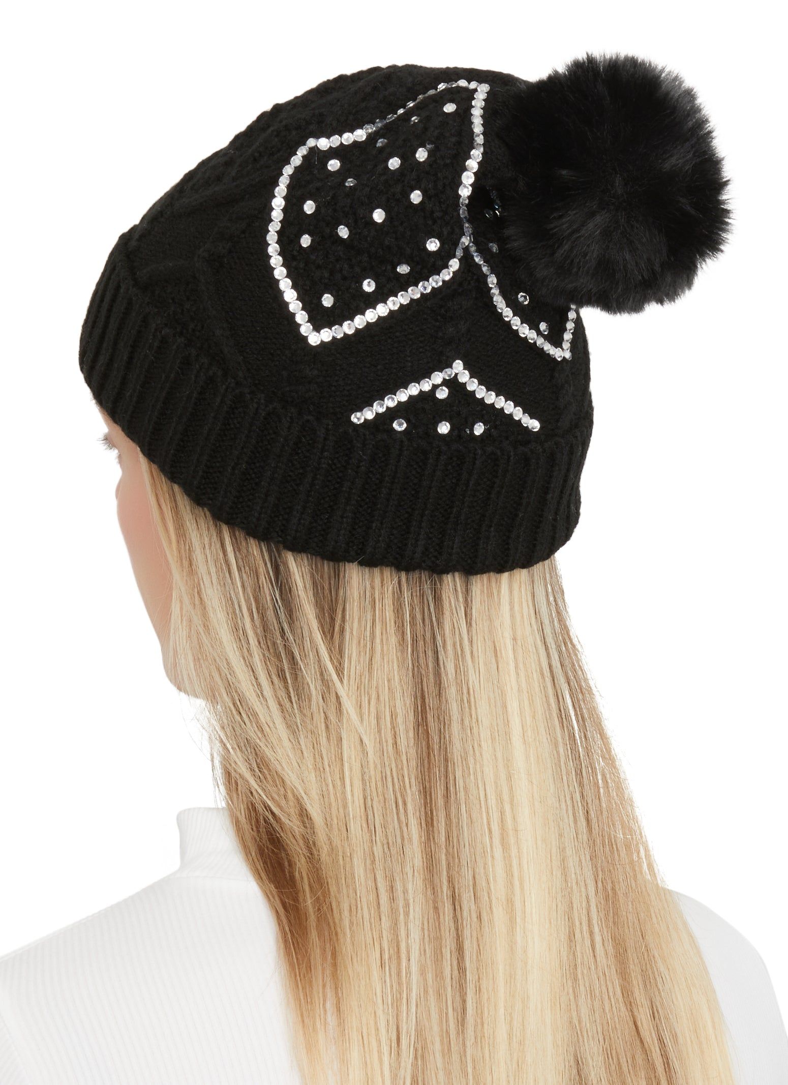 Rhinestone Pom Pom Beanie sold by Rainbow