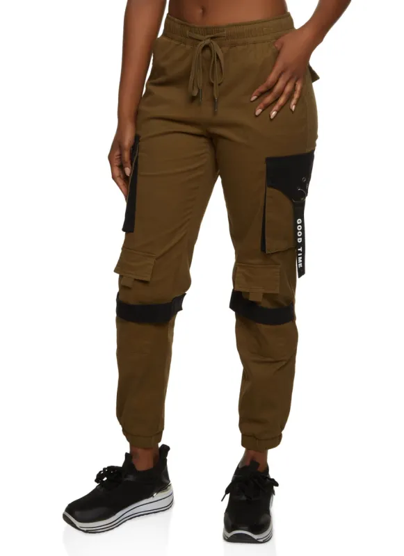 High Waist Drawstring Cargo Joggers sold by Rainbow