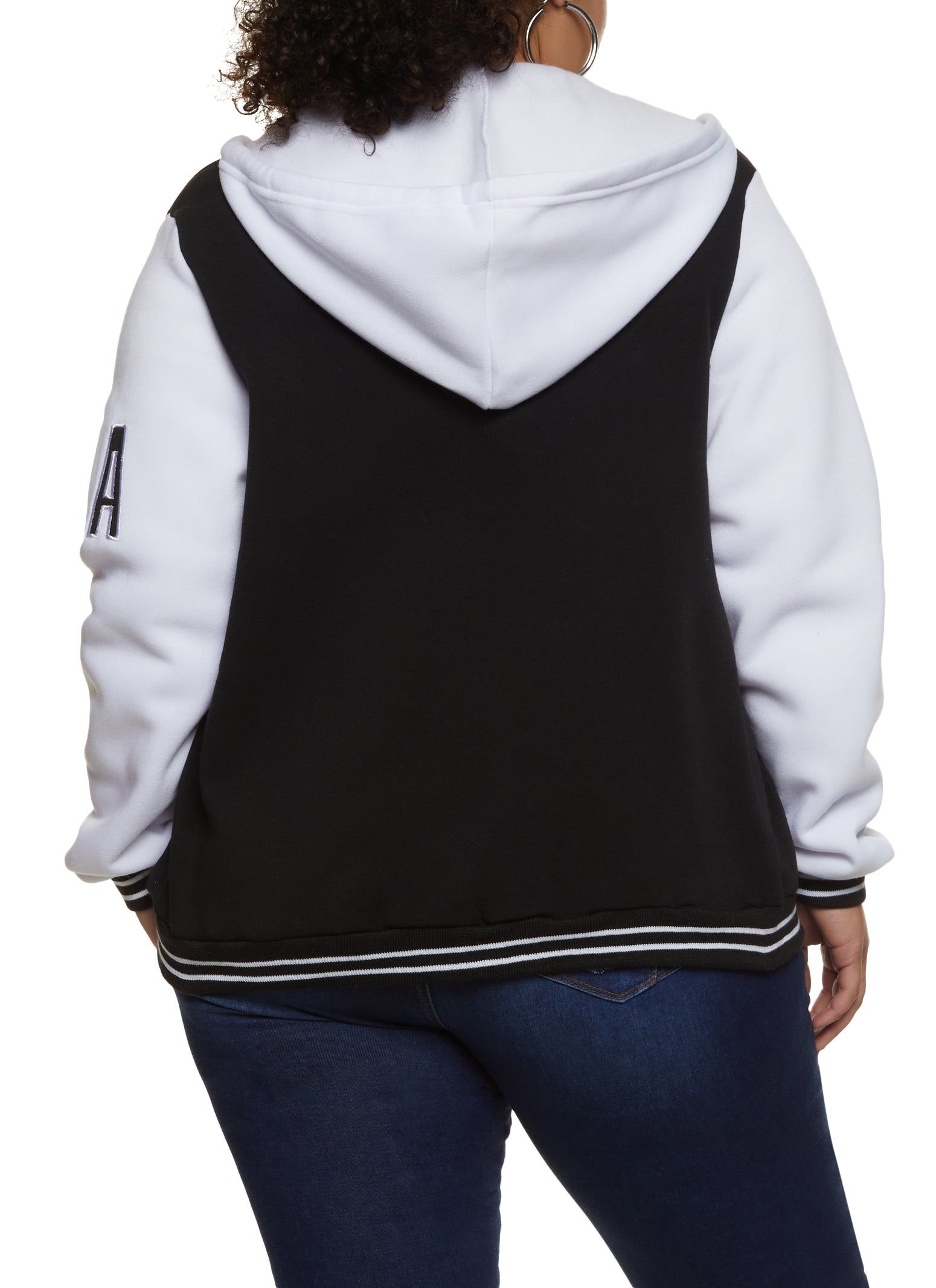 Plus Size 23 Patch Graphic Hooded Baseball Jacket sold by Rainbow product image thumbnail 3