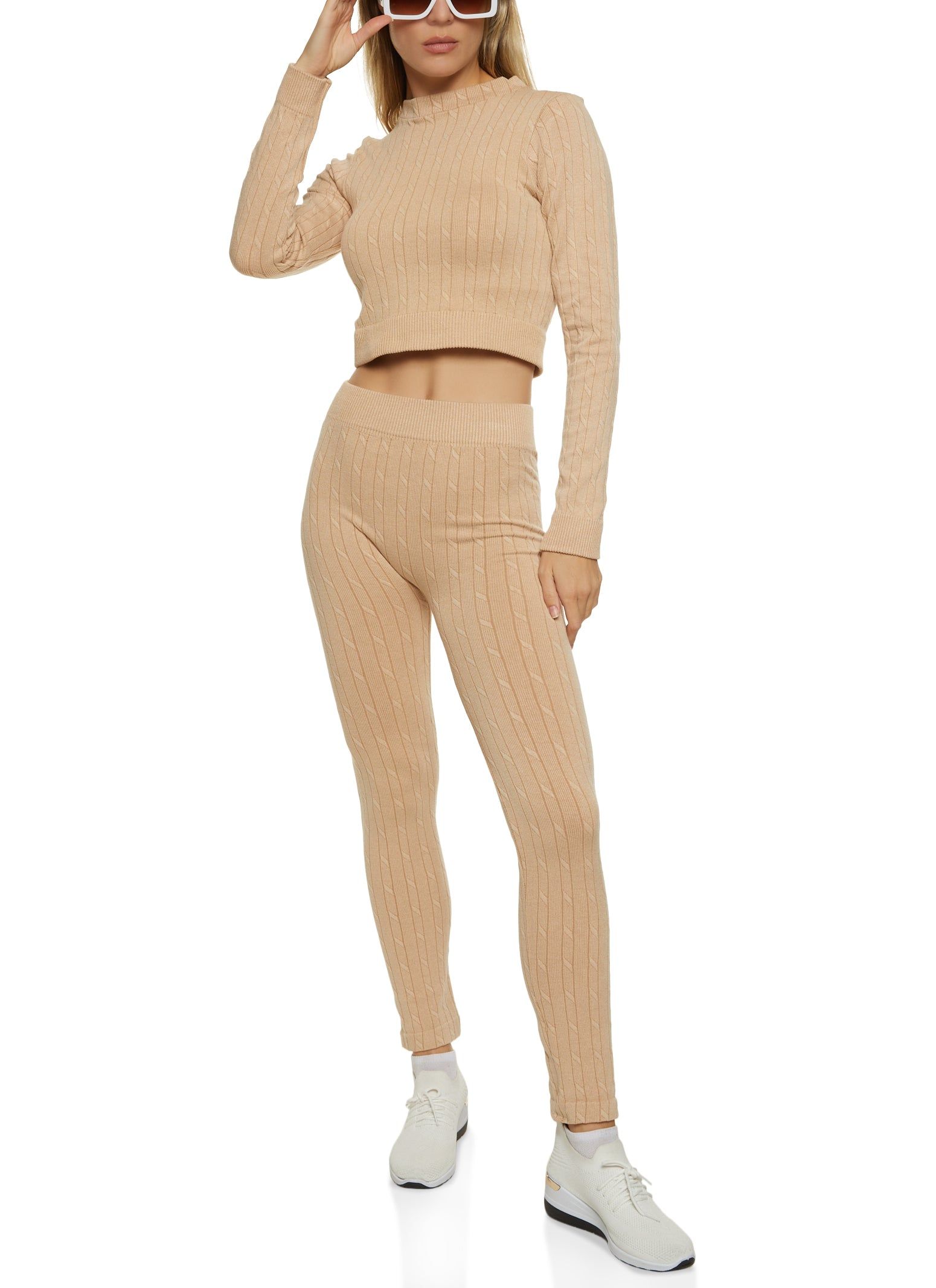 Seamless Cable Knit Cropped Sweater sold by Rainbow product image thumbnail 2